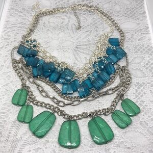 Bundle lot 2 statement style necklaces chains and beads